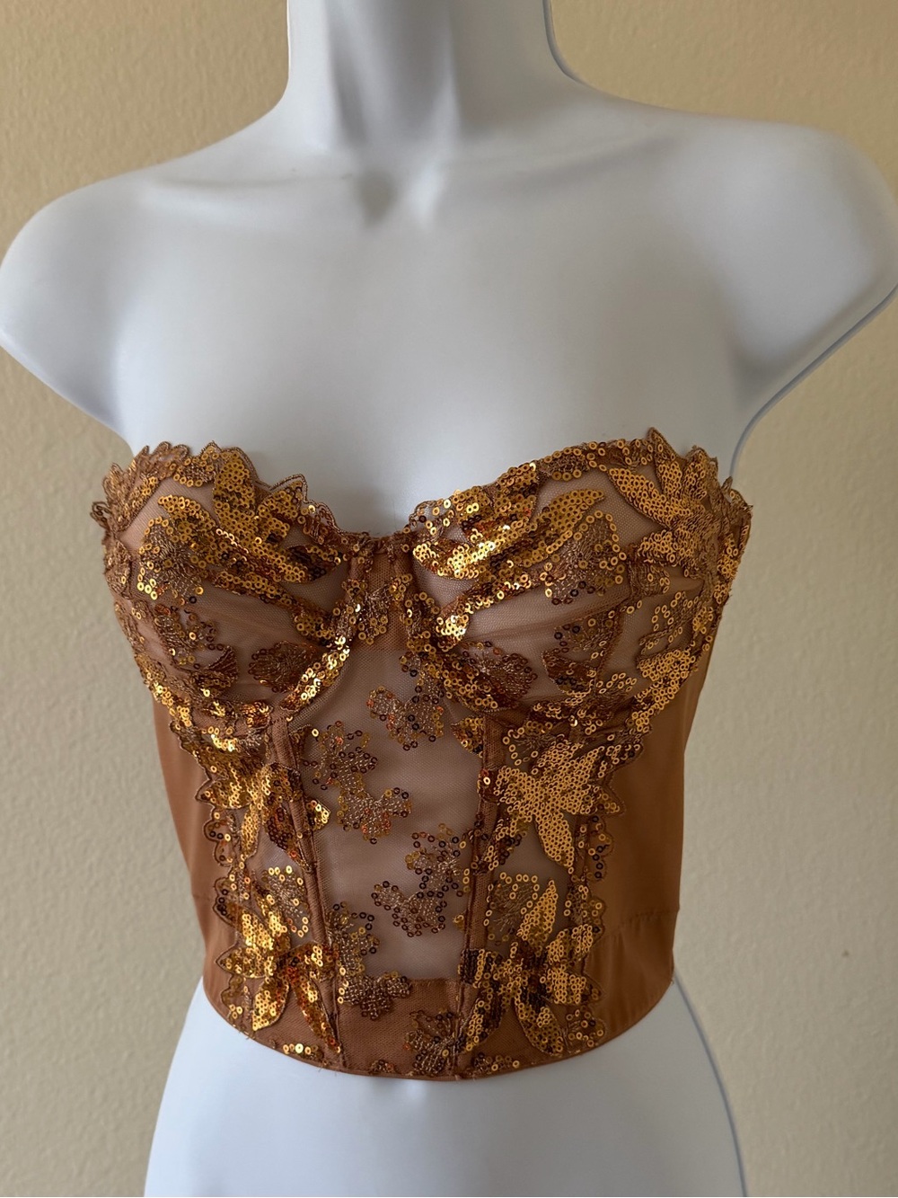 Victoria's Secret Gold Sequin Lace Bustier